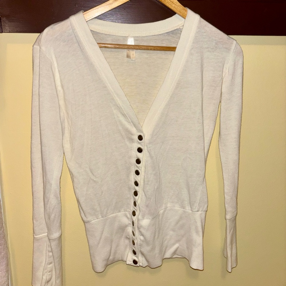 Color Story White V-Neck Button Front Women's Top